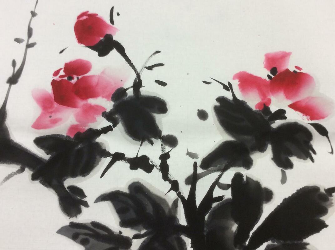 Roses, roses: Chinese ink and paper 