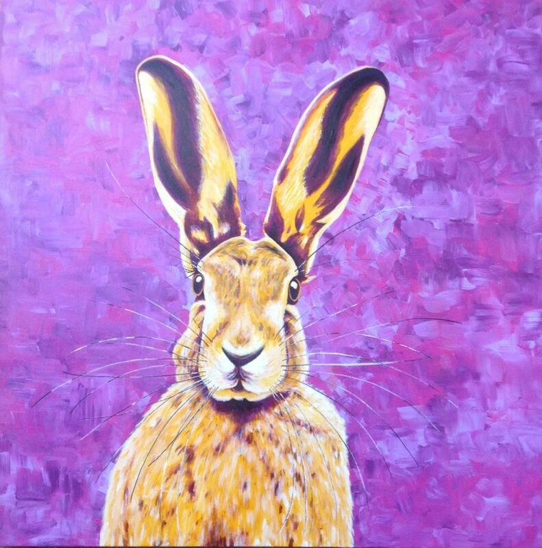 Harvey Hare. U/F Acrylic on deep canvas 70 x 70