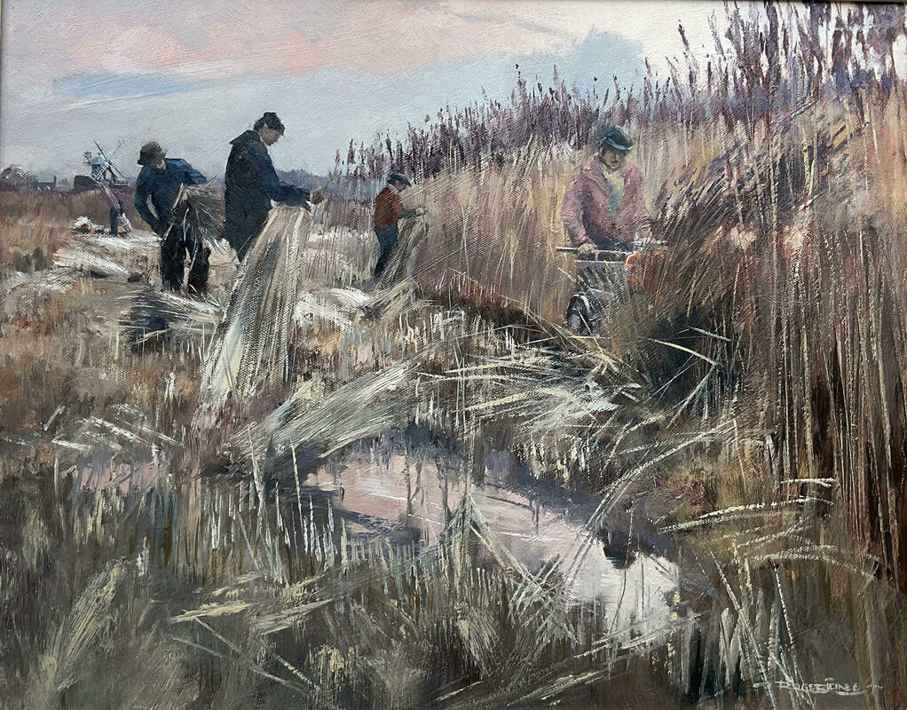 Reedcutting, Cley by the Sea, Norfolk, Oil 20" x 16"
