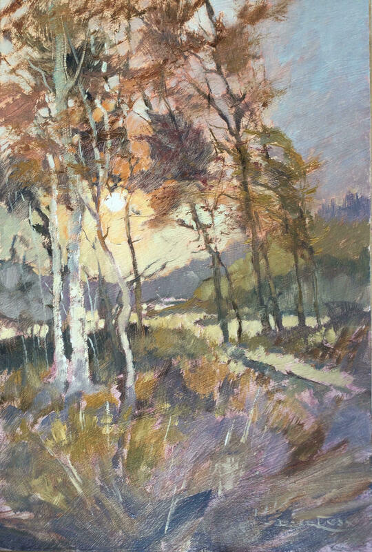 Copse in Laurie Lee Country, Cotswolds, Oil 12" x 8"