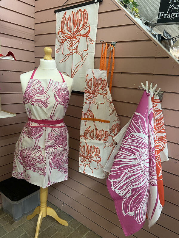 Printed aprons and tea towels