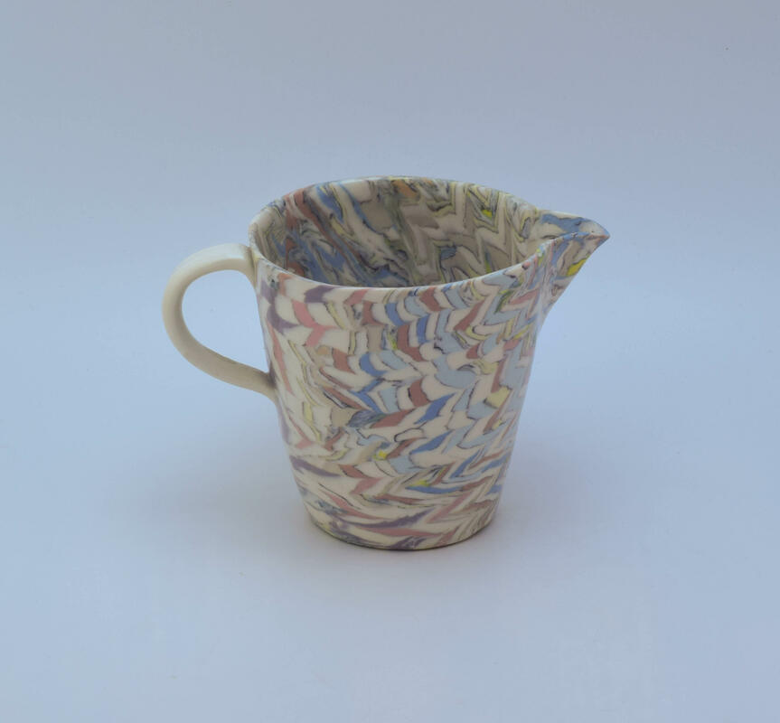 Small Jug, Porcelain Nerikomi, Pastel Herringbone Pattern