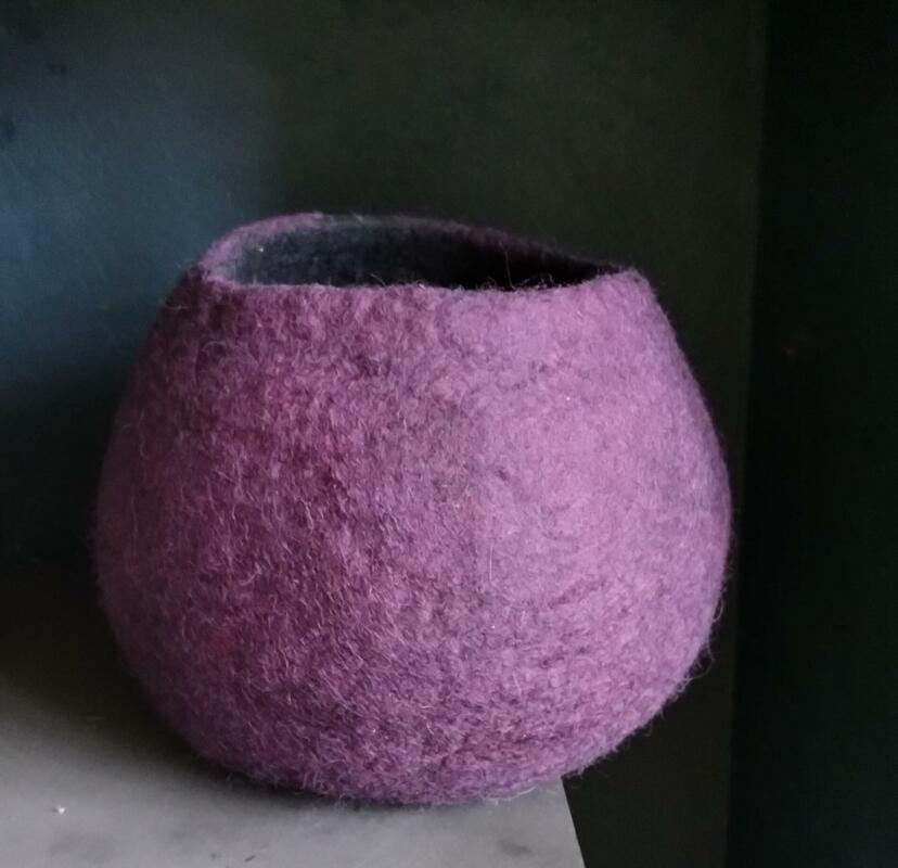Large purple felt bowl