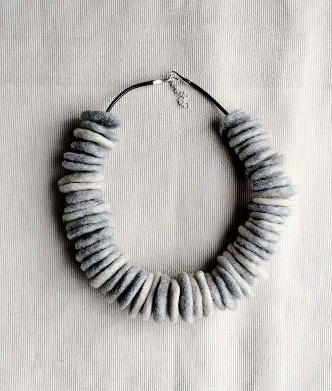 Grey felt pebble necklace
