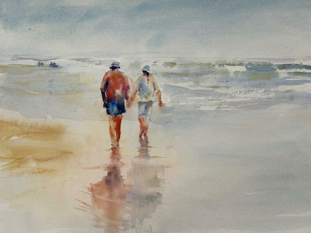 Summer Stroll, Watercolour, Mounted, 20x16inch,£180