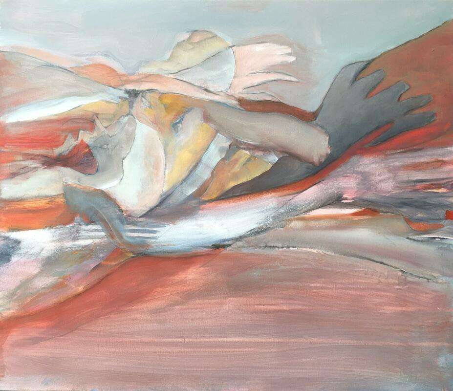 'Folded Into', acrylic on canvas,  60 x 70 cm. 2023