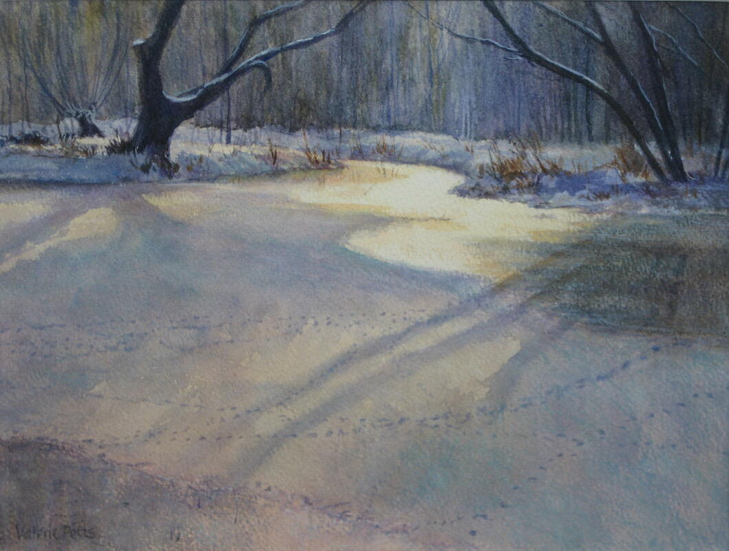 Winter Light, Port Meadow - watercolour