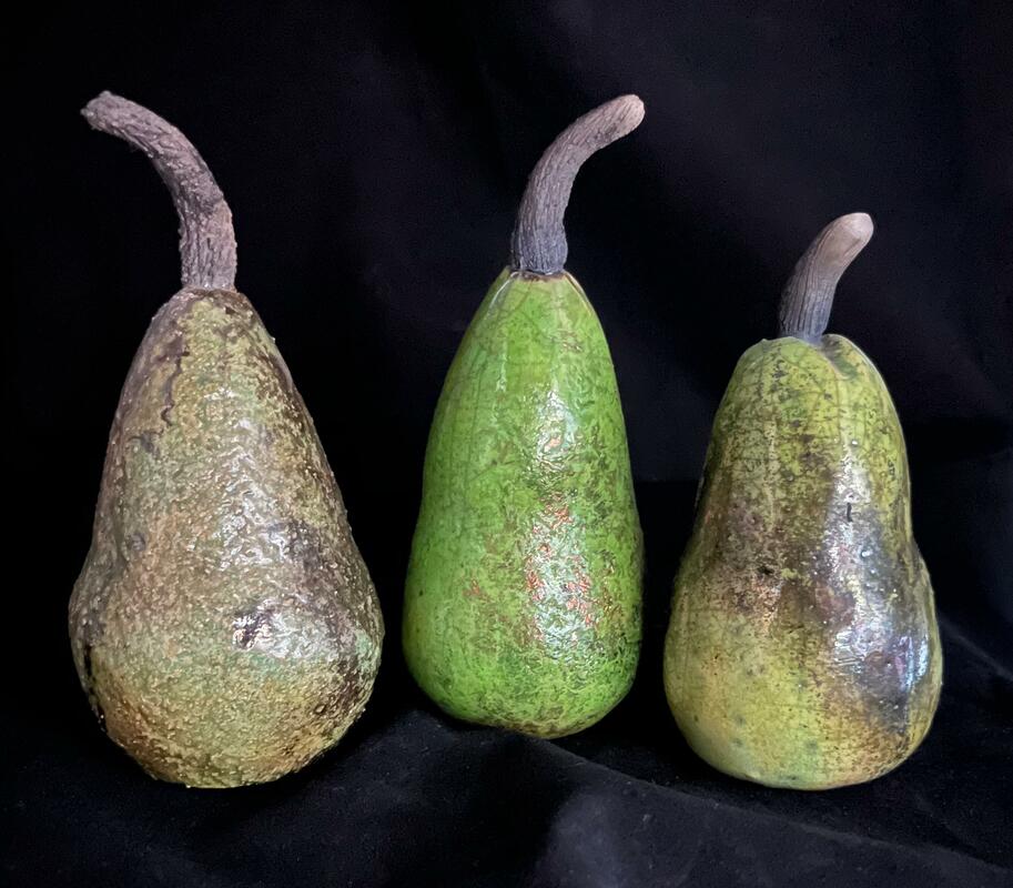 Pears. Glazed, raku-fired.