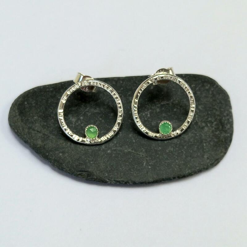 Sterling silver stud earrings with chrysoprase