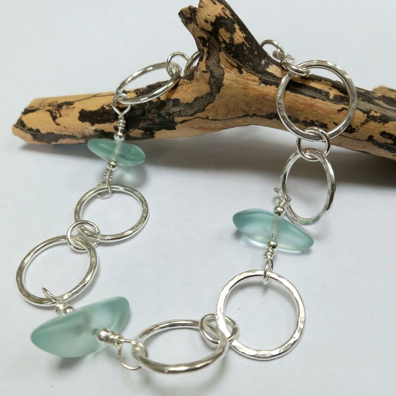 Sterling silver bracelet with sea glass