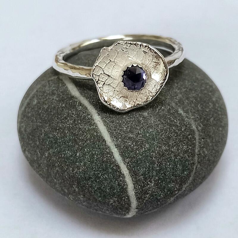 Sterling silver ring with iolite