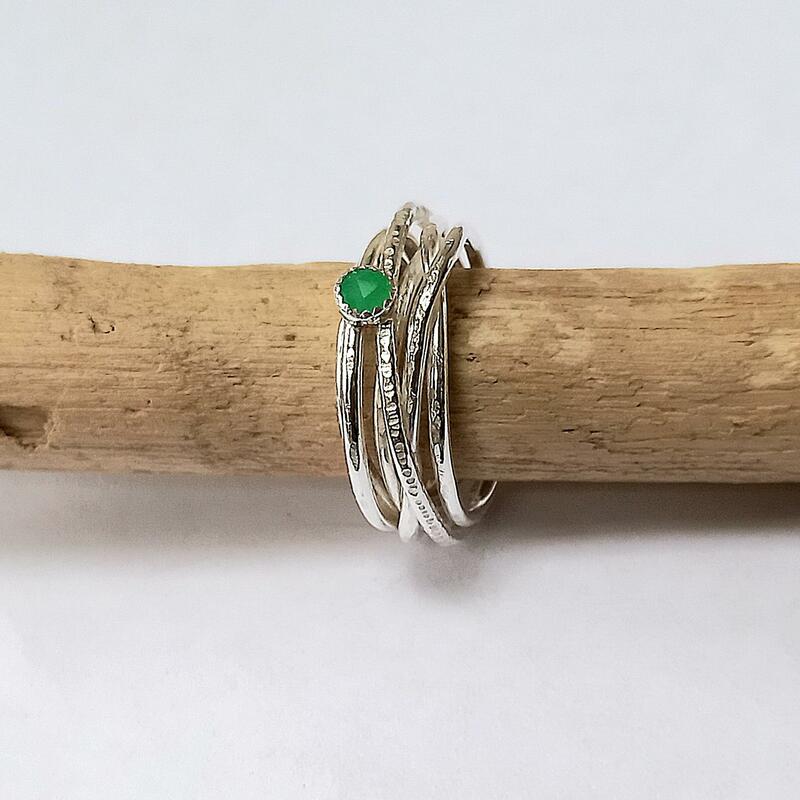 Sterling silver ring with chrysoprase