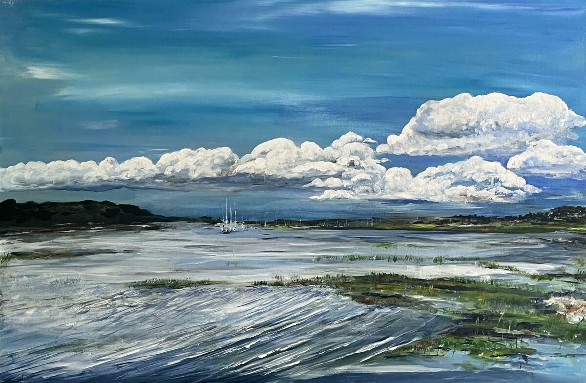 Estuary at Yarmouth Isle of Wight: Acrylic on canvas 36" x 24"
