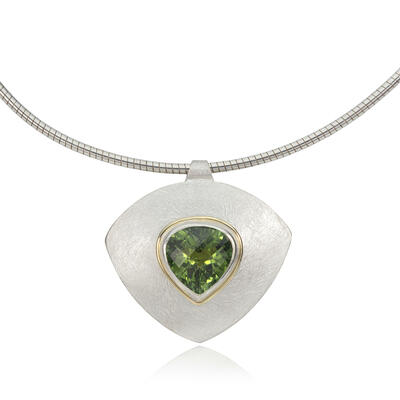 Silver, 18ct gold & tourmaline necklace.
