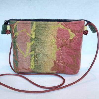 Embroidered felted sling bag