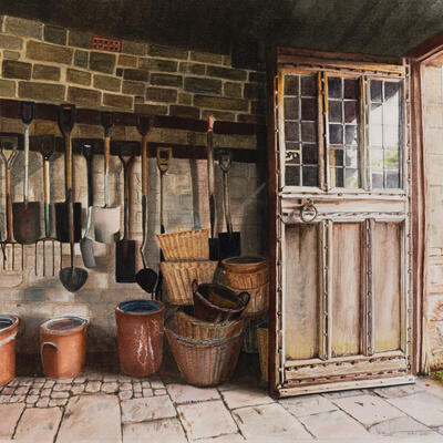 Potting shed - open - watercolour