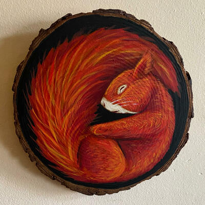 Red Squirrel (acrylic on wood)