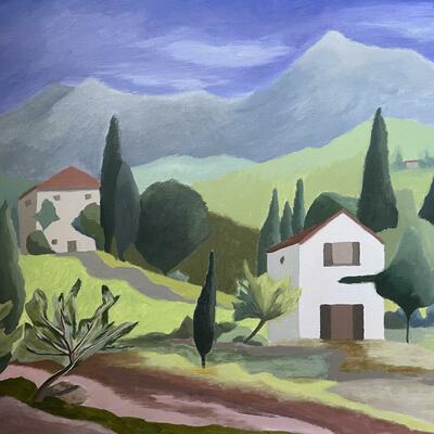 Morandi inspired Tuscan landscape