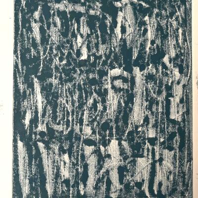 Mono print on paper.  'I can't see the wood for the trees'.