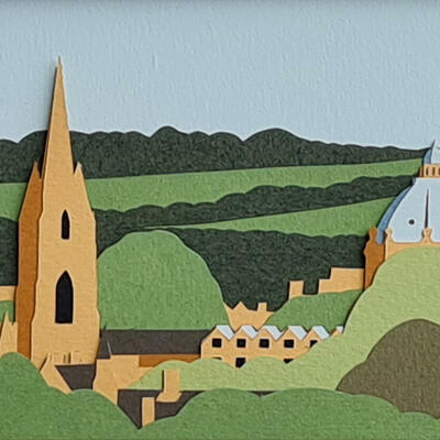 Dreaming Spires (South Park), handcut layered paper, 21 x 45cm framed size, £595.00
