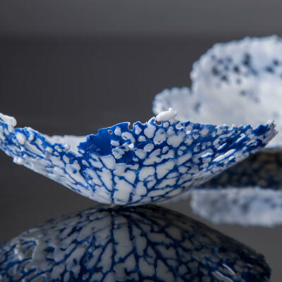 Small blue hydrangea sculptures, parian porcelain