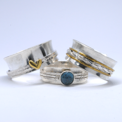 Selection of Handmade Silver Spinner Rings