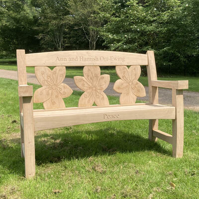 Oak Bench with cherry blossom, Oxford arboretum