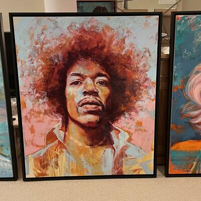 New series by Sharon Williams ICONS Bowie, Marilyn, Jimi Acrylic on fine canvas 100 x 120cm 