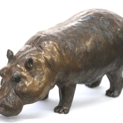 Bronze metallic stoneware hippo