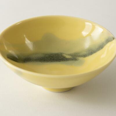 Yellow, Jade and black glazed porcelain bowl