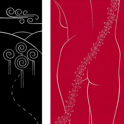 Red nude and black landscape