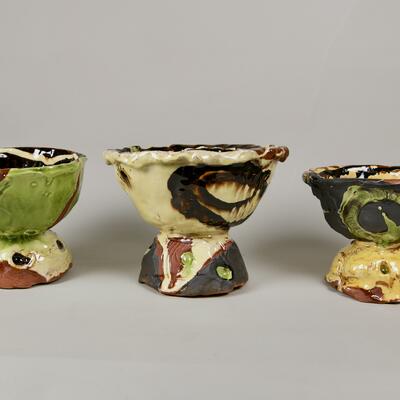 Three slip decorated bowls