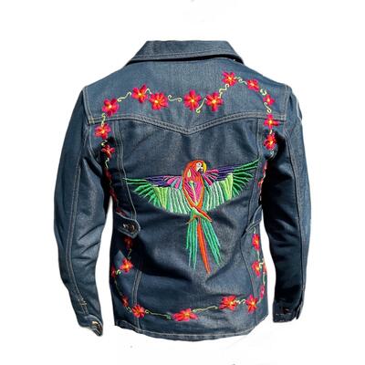 Embroidered Parrot and Flowers Jacket