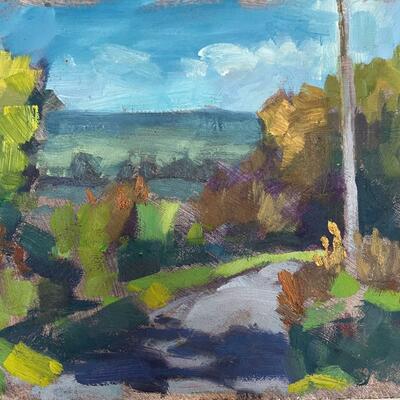 Road Autumn afternoon. oil on board.