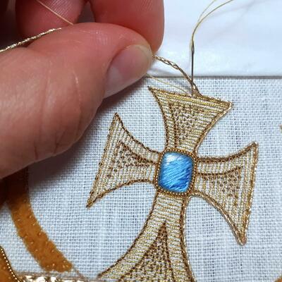 Goldwork hand embroidery WIP