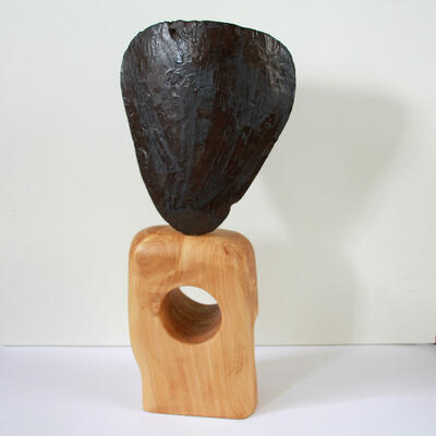 Head and torso - 50.5cm  stoneware scotch pine base