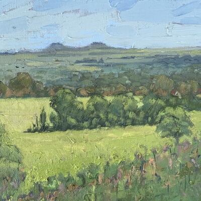 Late Summer View to the Clumps - Oil on board