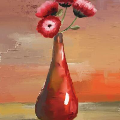 Red Vase, digital art by Celine Beaugrand