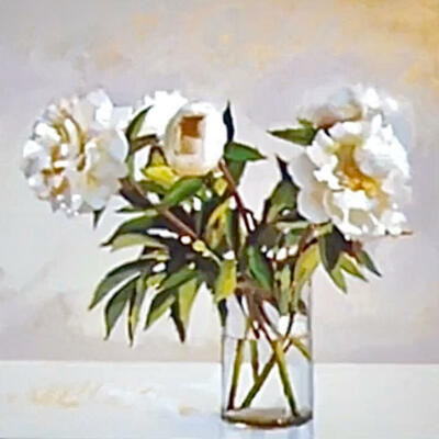 White roses. Acrylic on canvas 30 cm x 30 cm 