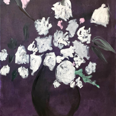 Flowers on Black II, oil on canvas, unframed, by Nick Green