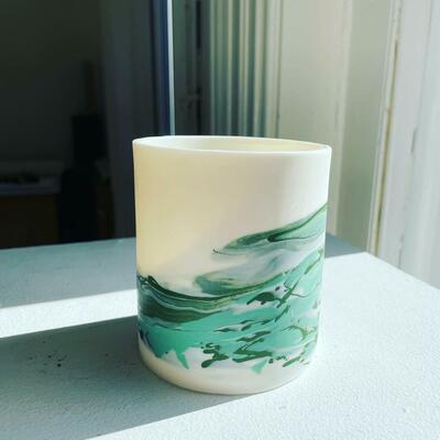 Hedgerow marbled vessel, parian porcelain