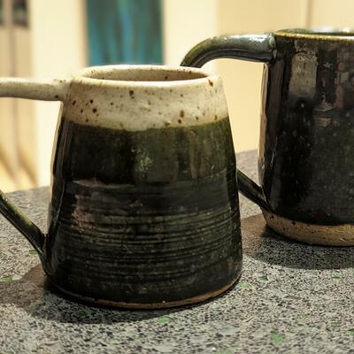 Mug. Stoneware.  Mark's White and Greta's Green  