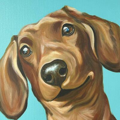 Elvis the dachshund acrylic on canvas