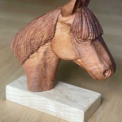 Head of pony, Jasper. (Douglas fir)