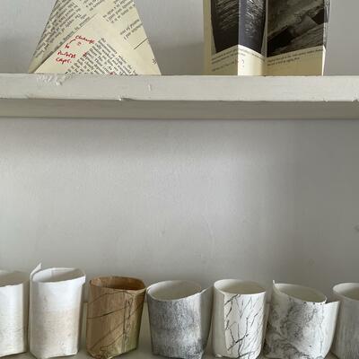 Printed/folded ephemera and paper pots 