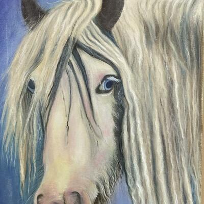 ‘Blue eyed blonde’ oil on canvas £175 14 by 18 ins
