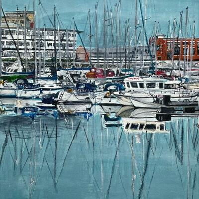 Boats in Marina - Acrylic on Canvas