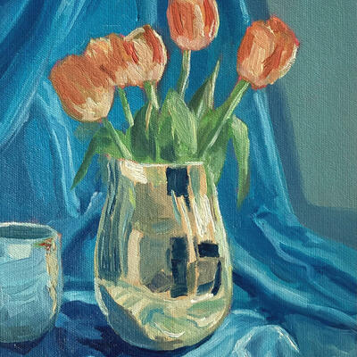 Tulips - A4 Oil on Canvas