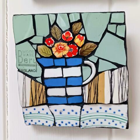 Little mosaic plaque made from unwanted china.