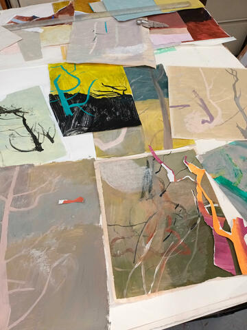 Painted paper collage studies 